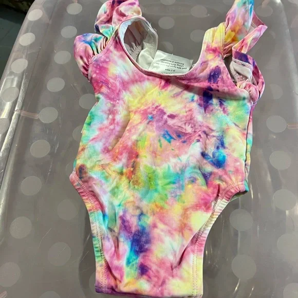 Posh Peanut Tie dye Rainbow one piece swimsuit for baby girl 0-3 - Picture 5 of 5